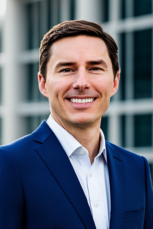 A picture of the Managing Partner in a blue suit